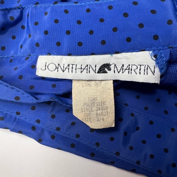 Vintage Jonathan Martin Royal Blue Polkadot Pencil Skirt Size 4 - Picture 5 of 10